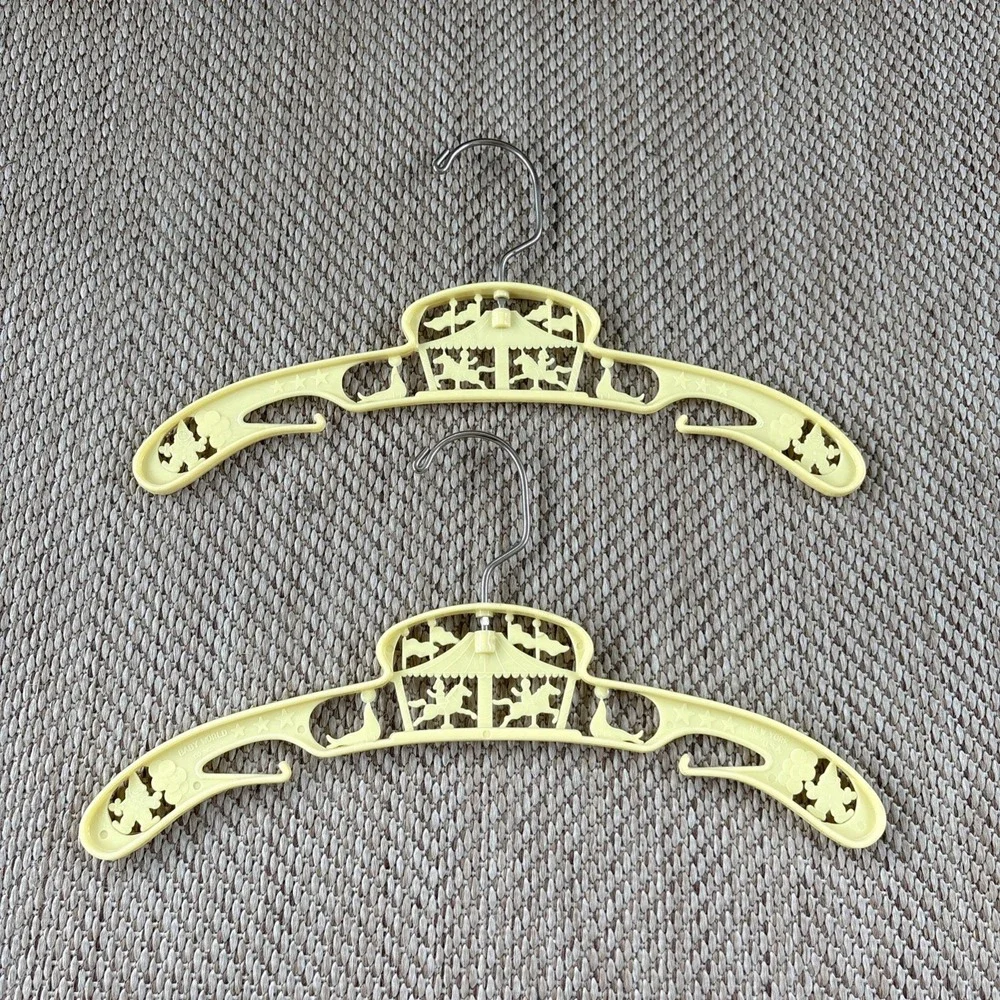 2 Vintage 1960s Ivory Plastic Baby Circus Carousel Hangers